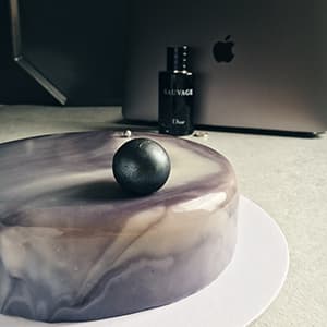 Beautiful mousse cake with space glaze